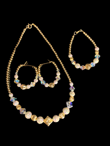 3 piece Gold Filled and Shambella beaded Set