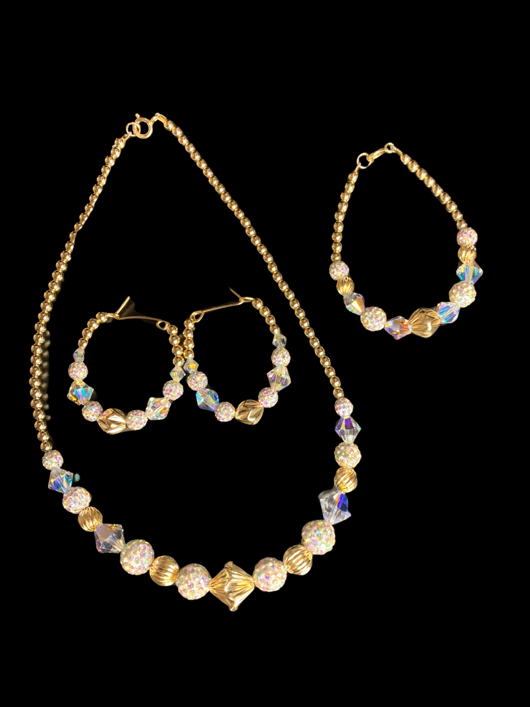 3 piece Gold Filled and Shambella beaded Set