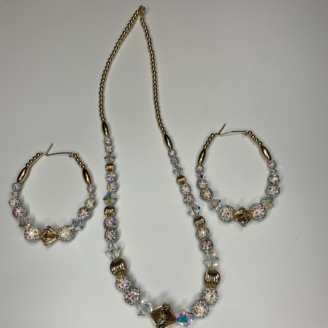 Gold Filled Beaded Set with Shambella Beads and Crystals