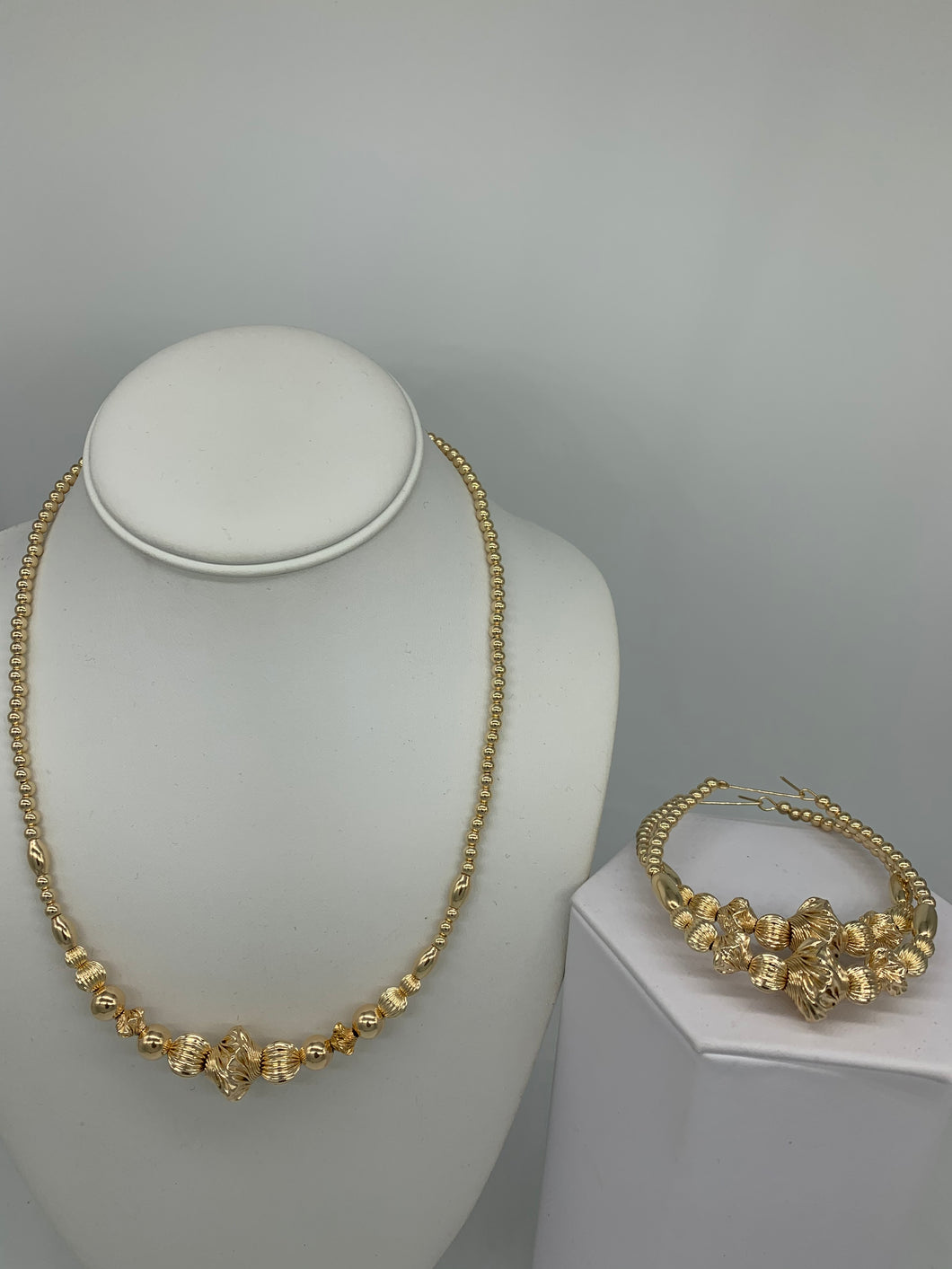 Gold Filled Necklace and Large Earring Set