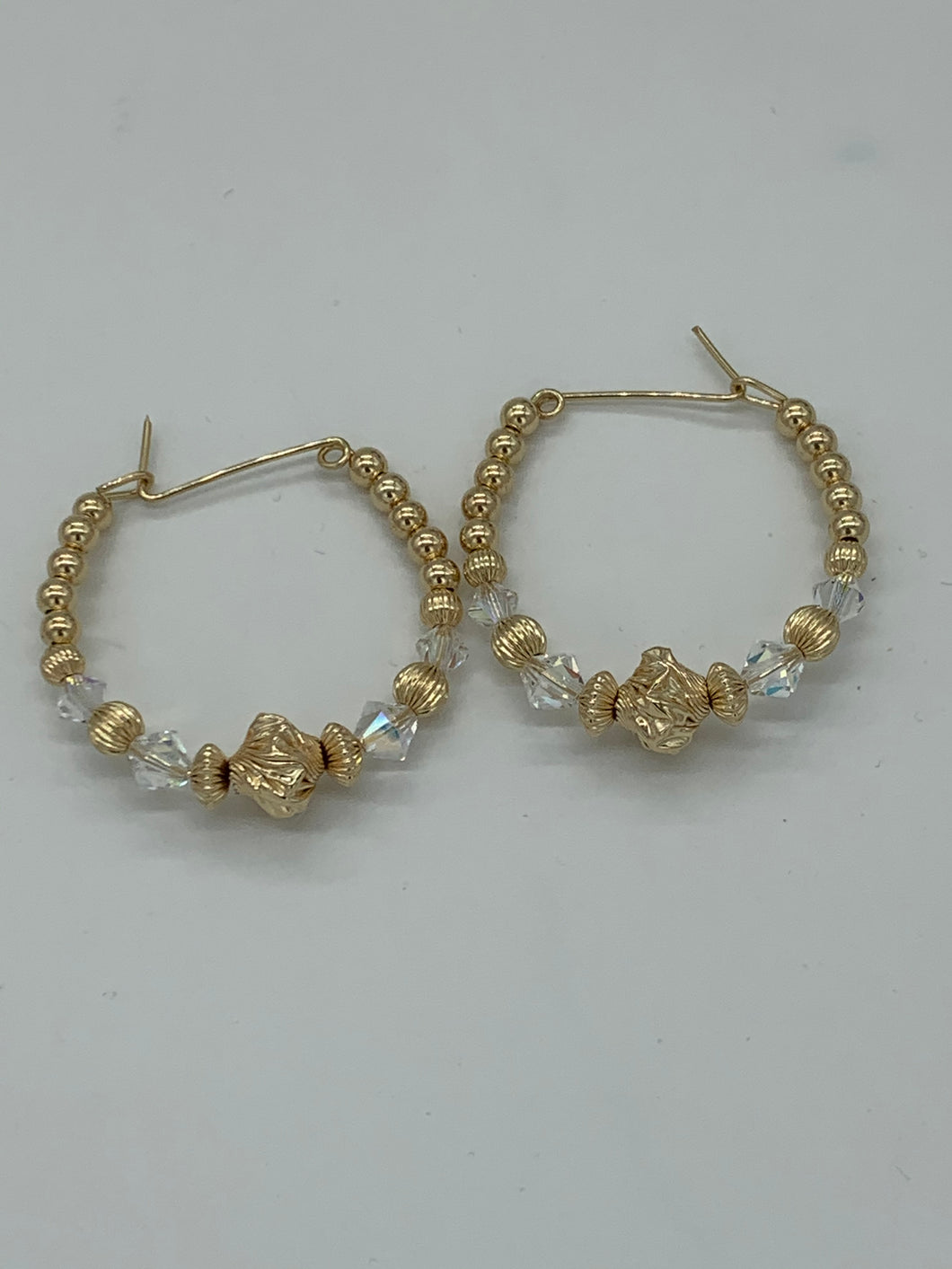 Kids Small Gold Filled Beaded  Earrings with Crystals