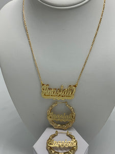 Personalized Double Plated 3d Name Necklace and Earring Sets