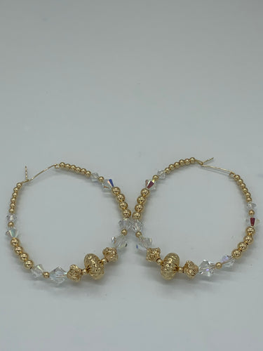 Gold Filled Large Beaded Earrings with Crystals