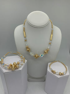 Gold Filled Beaded Set with Crystals