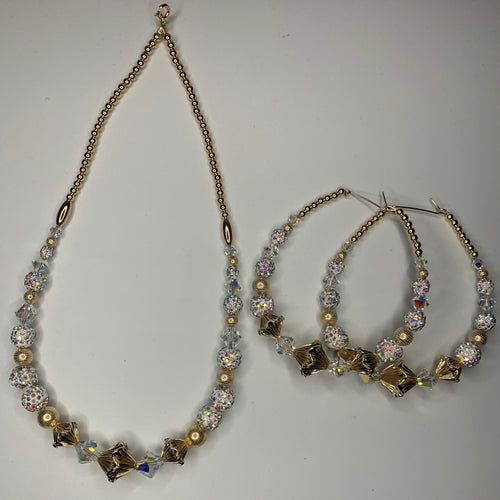 Gold Filled beaded set with Shambella and Crystal beads