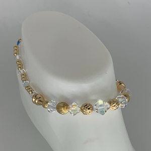 Gold Beaded Anklet with Crystals in Kid - Adult sizes