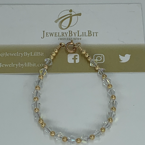 Gold and Crystal Beaded Anklet