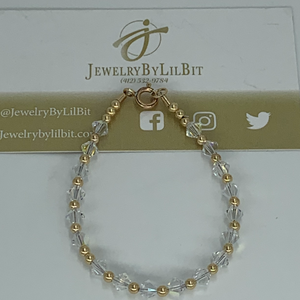 Gold and Crystal Beaded Anklet