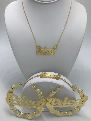 Gold Plated 3 PC set with Extra Large 4' Bamboo earrings