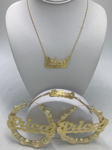 Gold Plated 3 PC set with Extra Large 4' Bamboo earrings