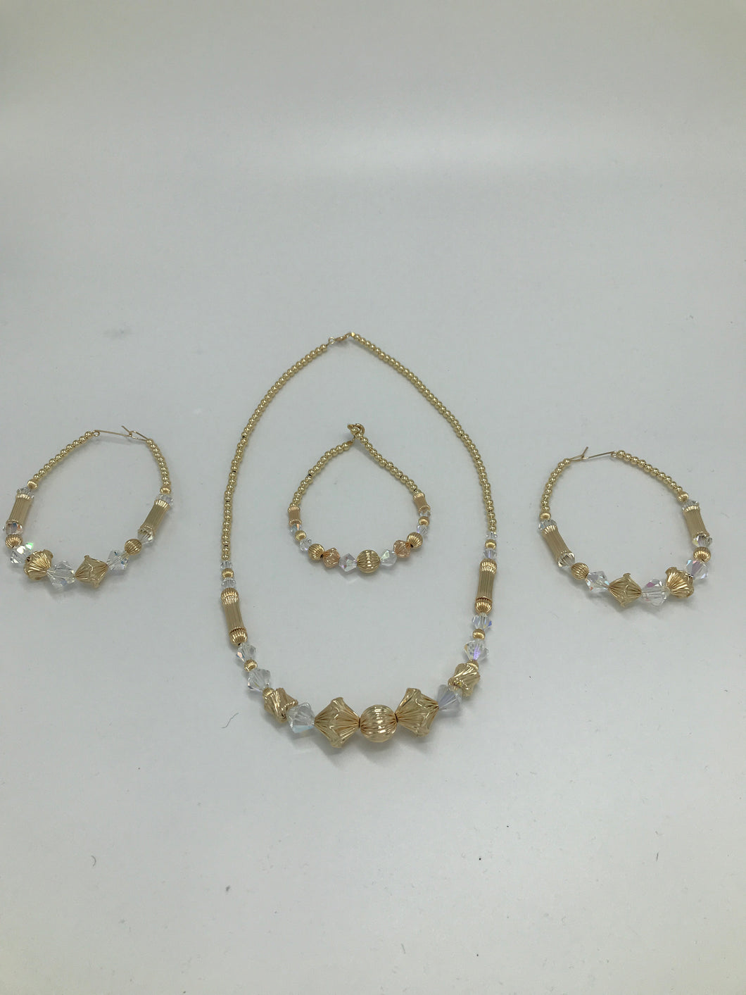 Gold Filled Beaded Set with Crystals