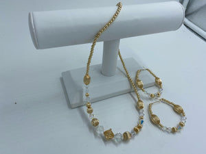 Gold Filled Beaded Set w/ Crystals