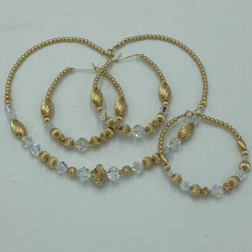 Gold Beaded Set with Crystals