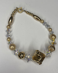 Gold beaded Anklet with Crystals