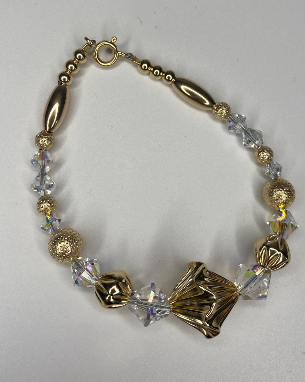 Gold beaded Anklet with Crystals