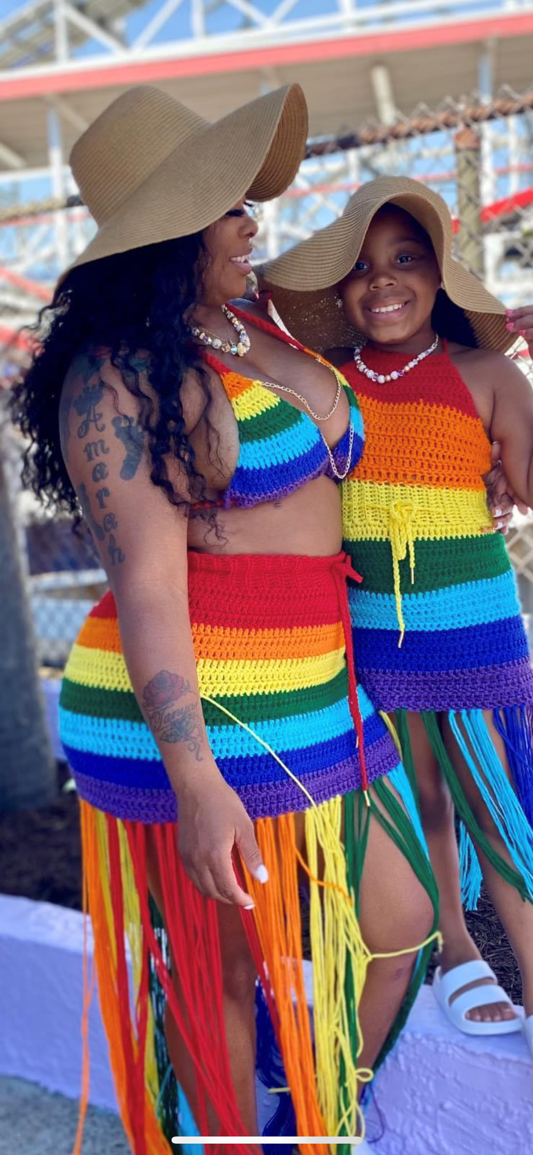 Mommy and daughter Shambella and crystal beaded necklaces