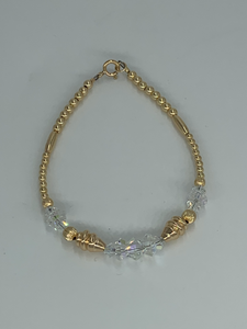 Gold Beaded Anklet with Crystals