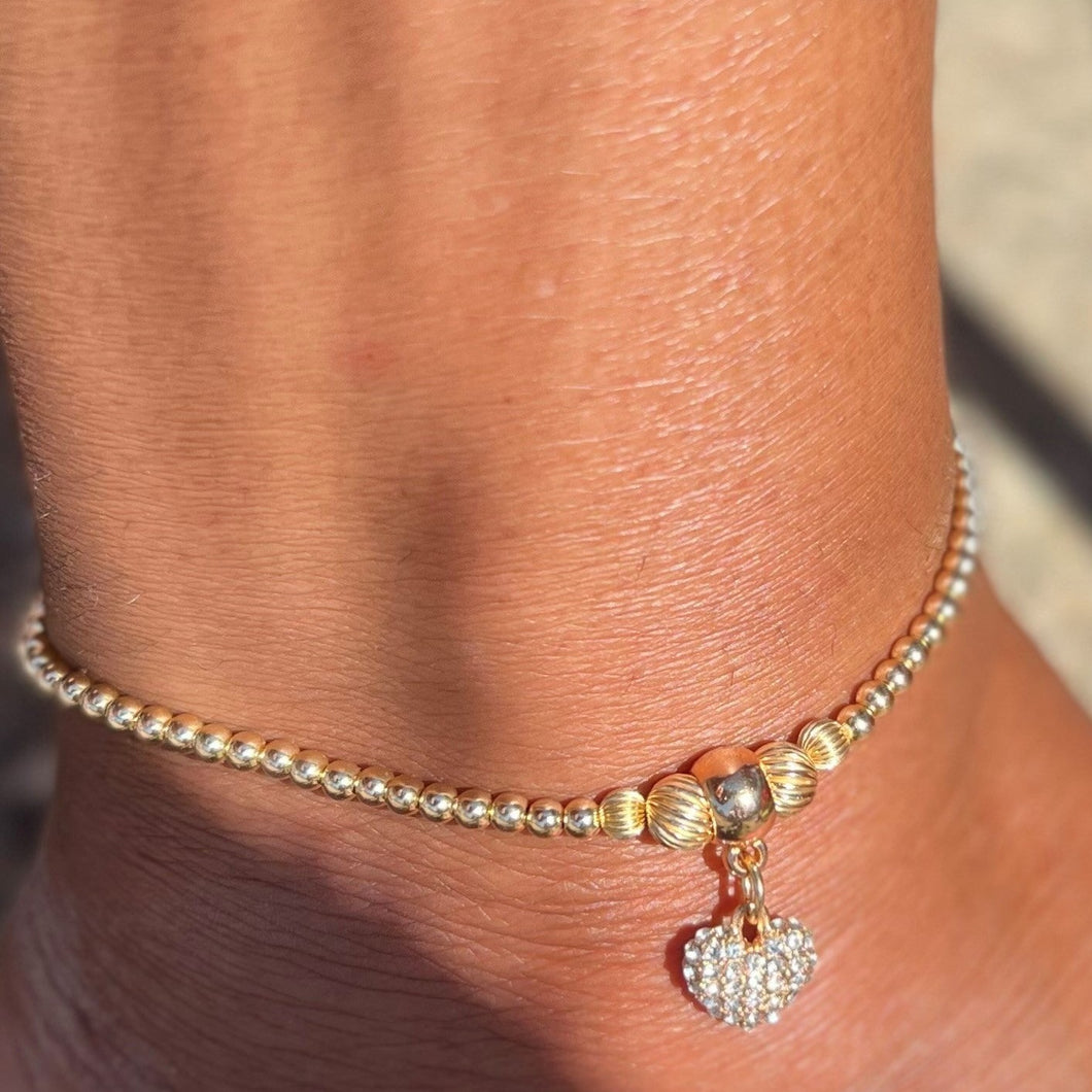 Anklet with hanging heart