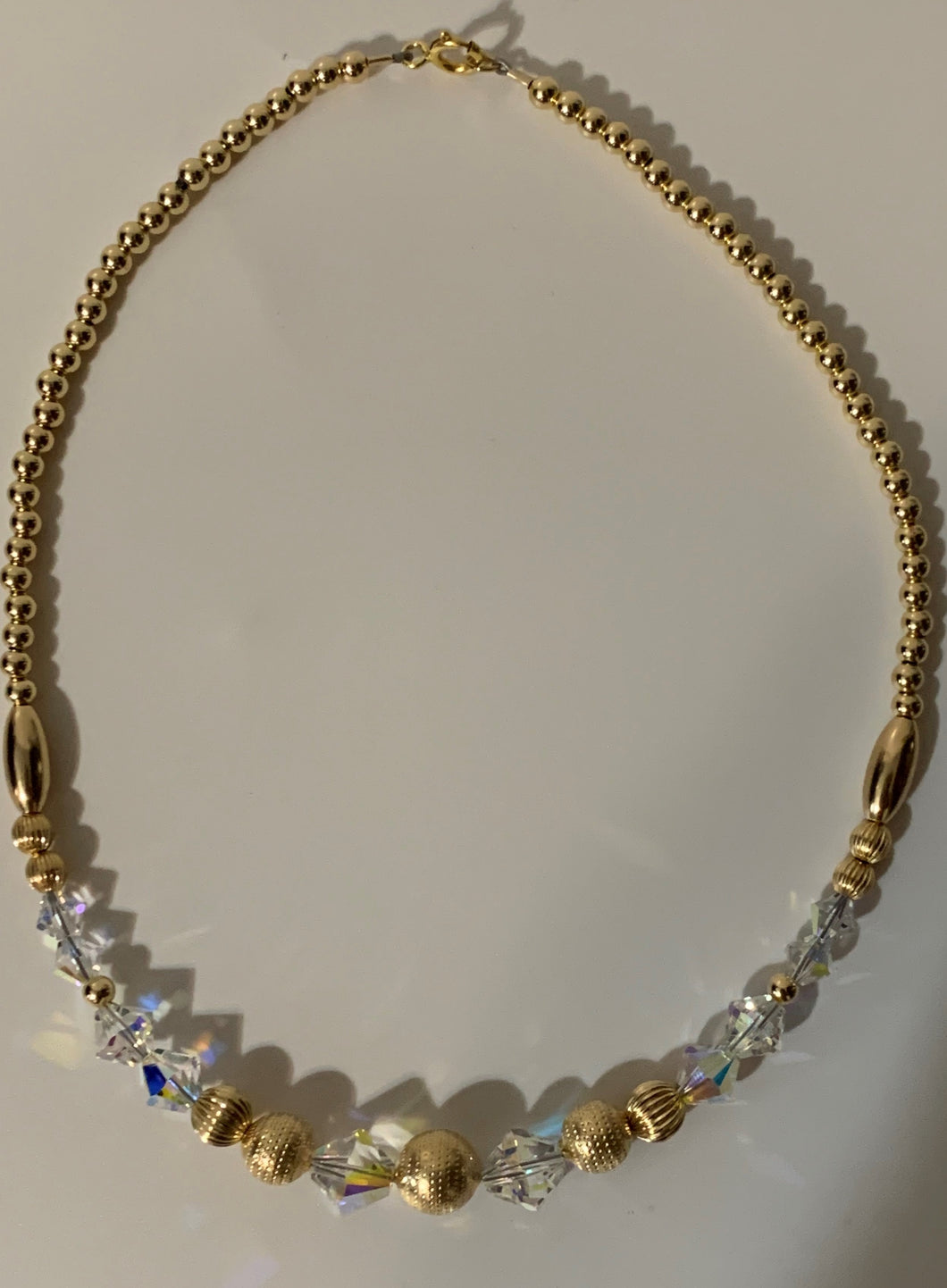 Gold Beaded Anklet with Crystals