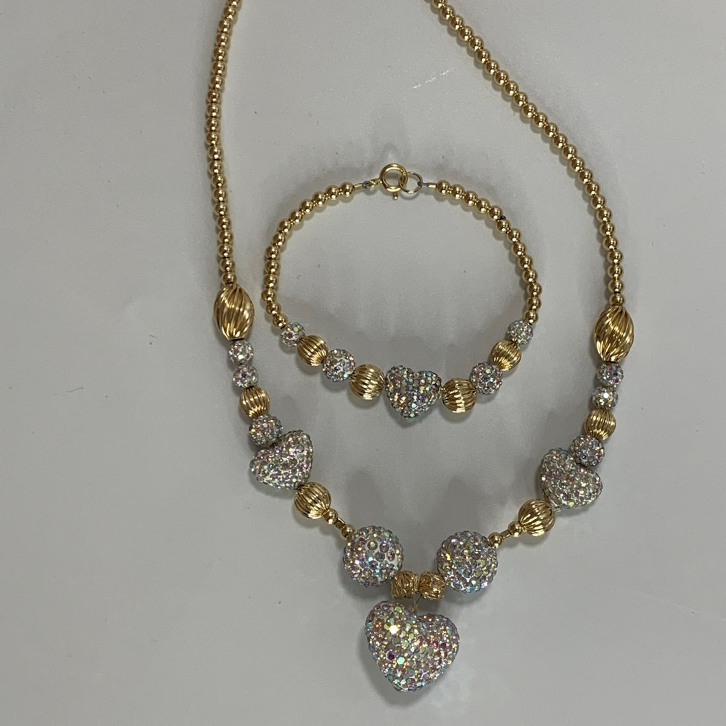 Heart Shambella  Charm 2 pc set with option to add on earrings