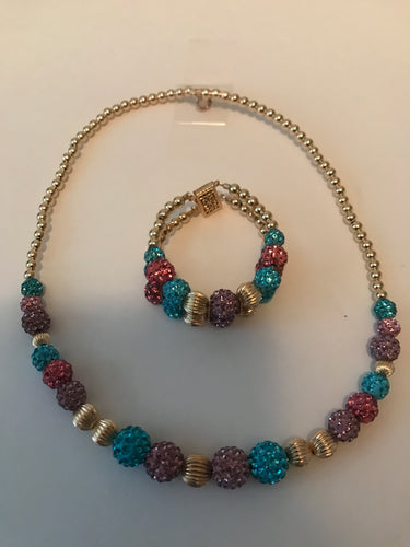 Gold Filled Beaded Set w colorful shambella beads