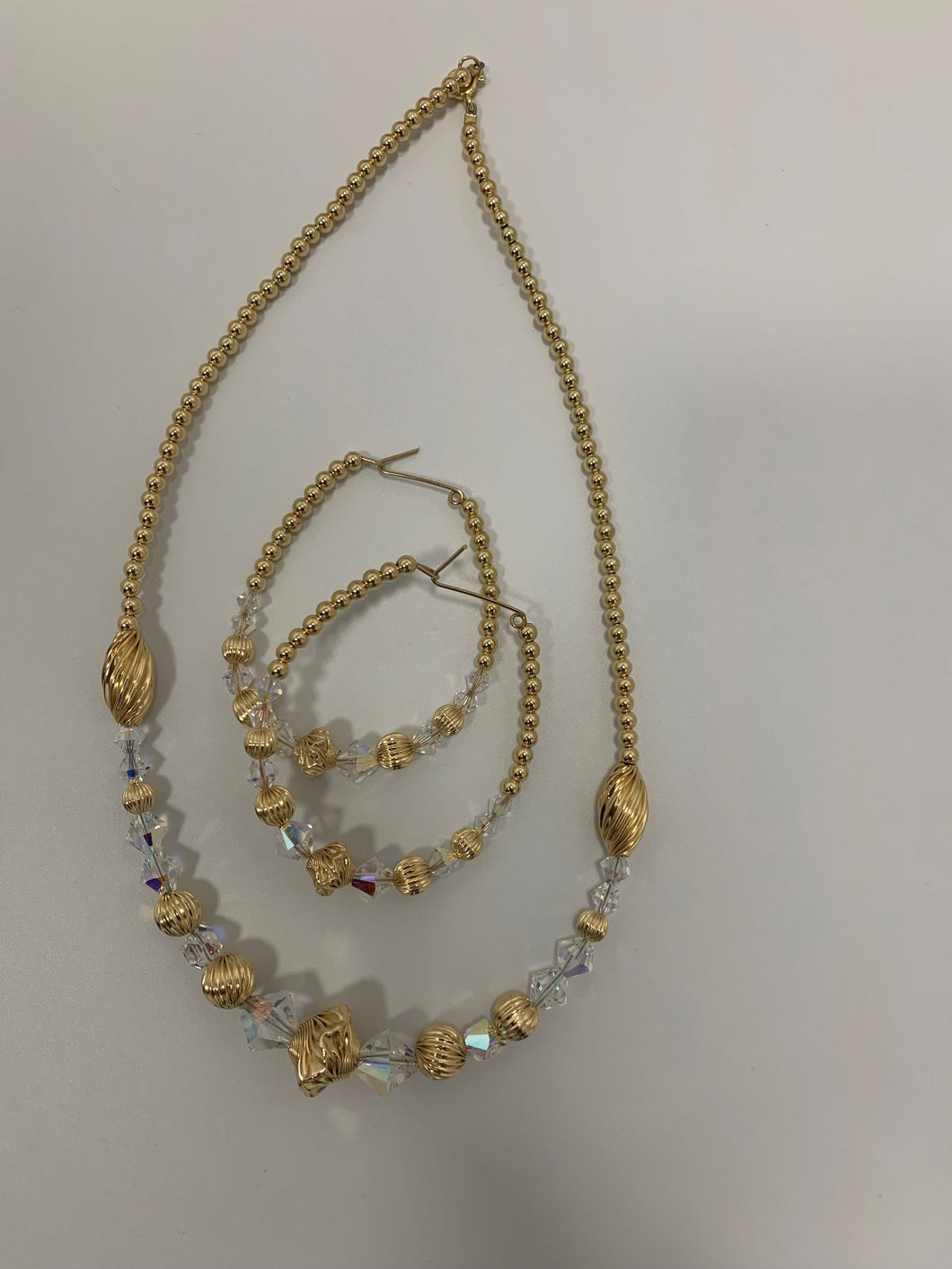 Two Piece Beaded Set with Crystals