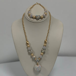 Beaded Valentines Red and Crystal AB Shambella Heart Set