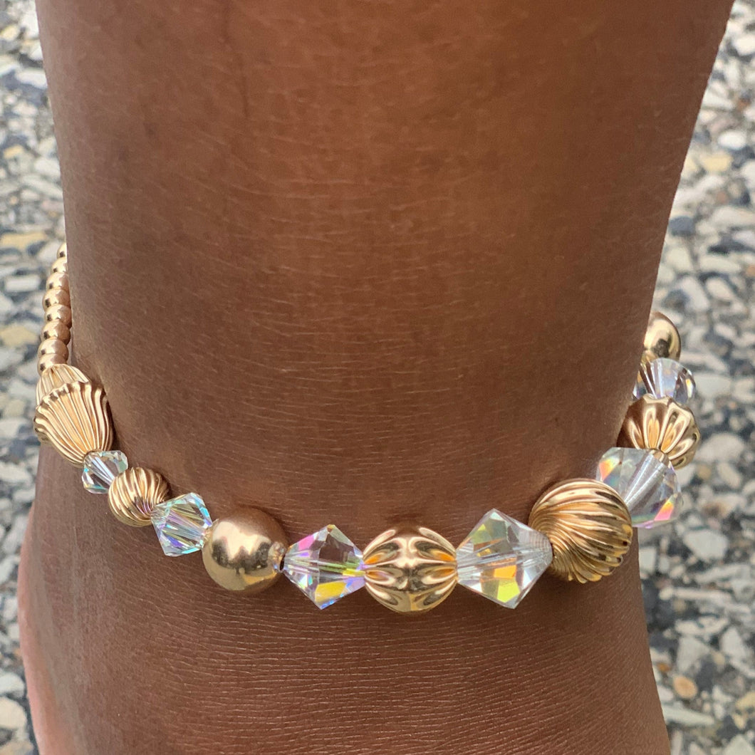 LB's Summer Time Fly Gold Filled Anklet w Swarovski Crystals