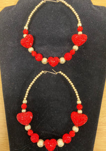 Red Heart Shambella beaded earrings