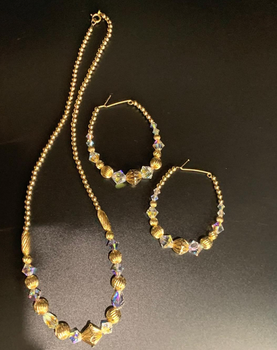 Gold and Crystal Beaded Set