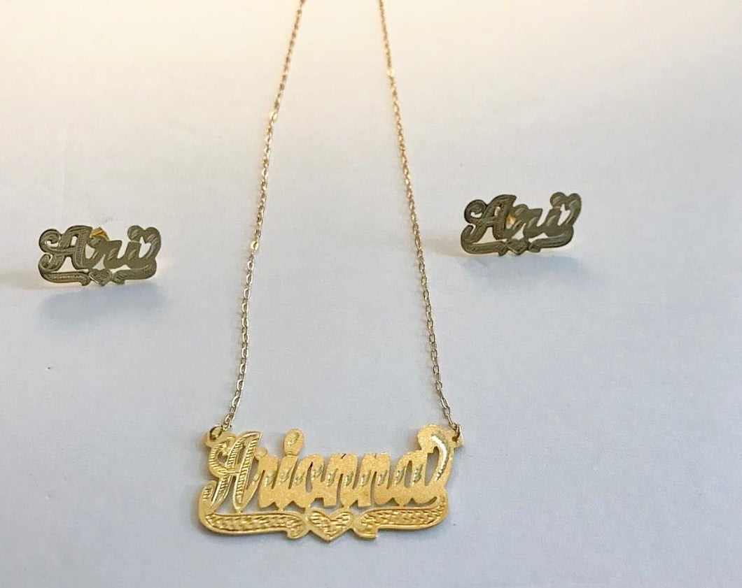 Personalized Stud Earrings with Name Necklace Set